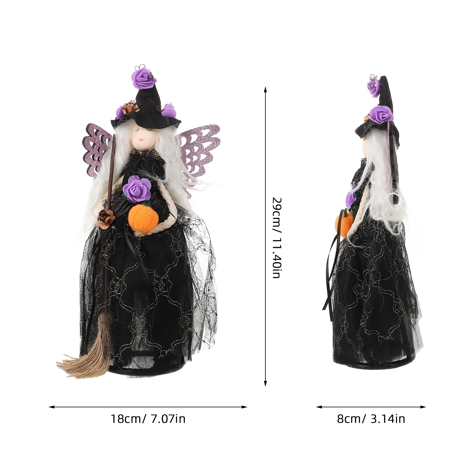 Witch Doll Halloween Veil Witch With Spider Web Skirt Doll Witch Hat And Witch Broom Halloween Ornament For Home Halloween Witch Doll Halloween Veil Witch With Spider Web Skirt Doll Witch Hat And Witch Broom Halloween Ornament For Home Halloween