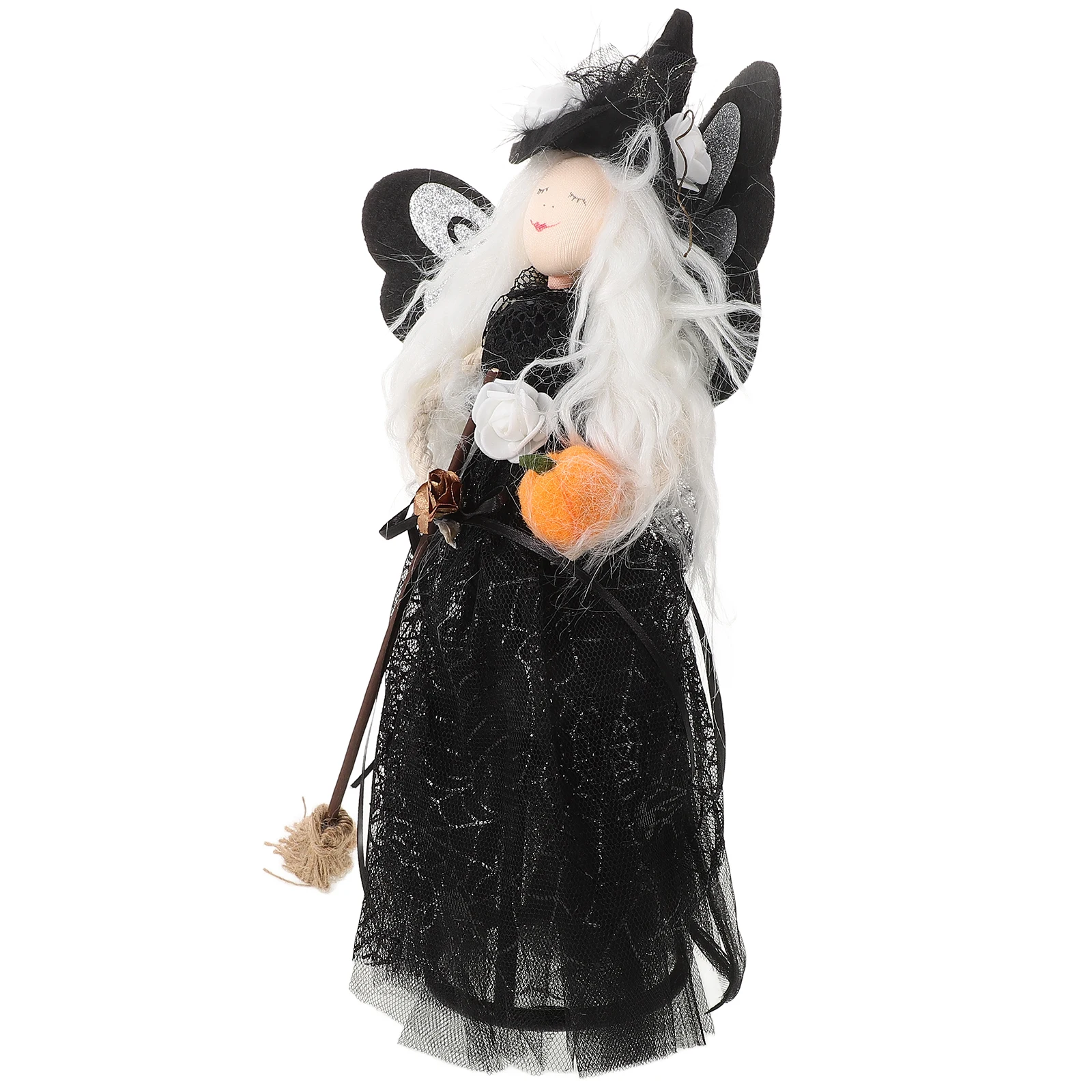 Witch Doll Halloween Veil Witch With Spider Web Skirt Doll Witch Hat And Witch Broom Halloween Ornament For Home Halloween Witch Doll Halloween Veil Witch With Spider Web Skirt Doll Witch Hat And Witch Broom Halloween Ornament For Home Halloween