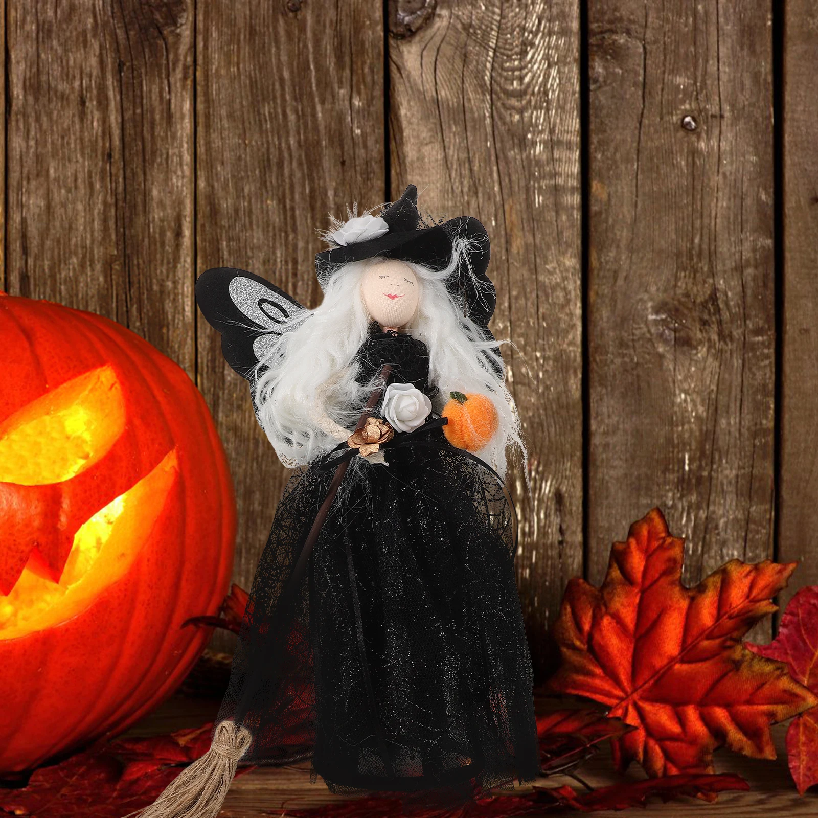 Witch Doll Halloween Veil Witch With Spider Web Skirt Doll Witch Hat And Witch Broom Halloween Ornament For Home Halloween Witch Doll Halloween Veil Witch With Spider Web Skirt Doll Witch Hat And Witch Broom Halloween Ornament For Home Halloween