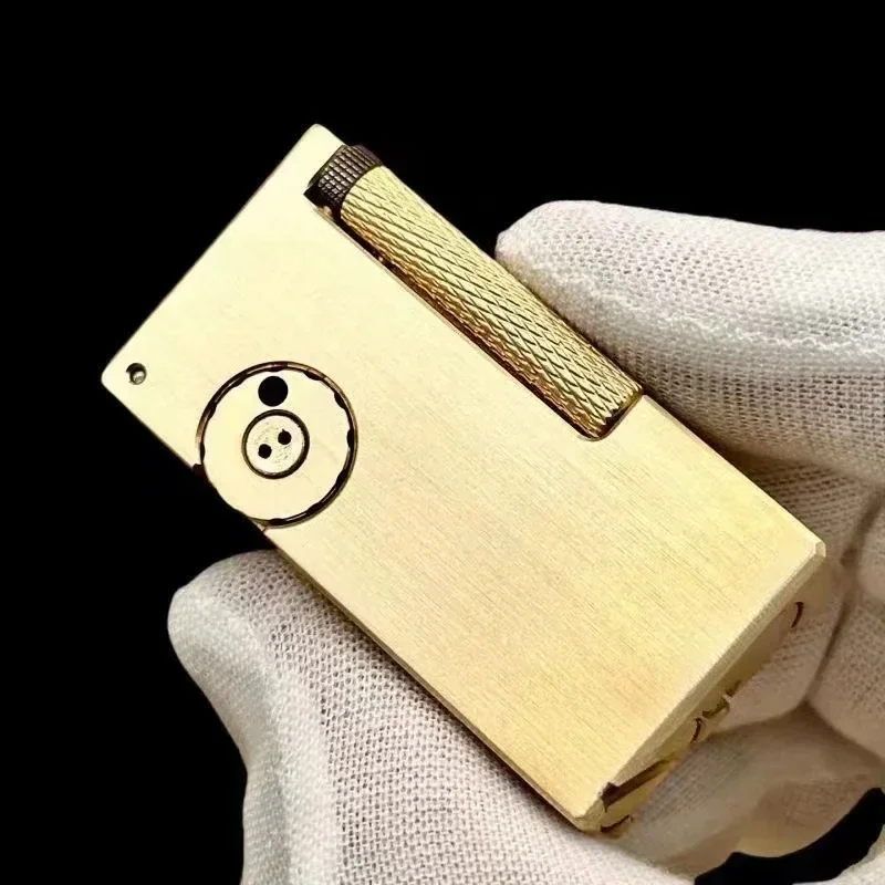 New Double Oil Compartment Lifting Arm Lighter Hand Carved Side Pulley Brass Lighter Men's Collection Gift New Double Oil Compartment Lifting Arm Lighter Hand Carved Side Pulley Brass Lighter Men's Collection Gift