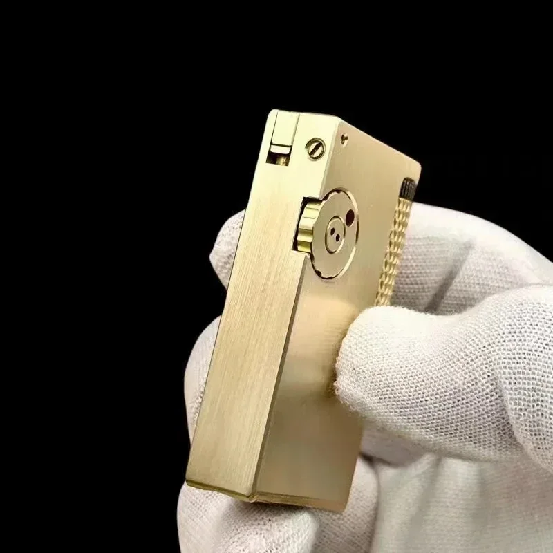 New Double Oil Compartment Lifting Arm Lighter Hand Carved Side Pulley Brass Lighter Men's Collection Gift New Double Oil Compartment Lifting Arm Lighter Hand Carved Side Pulley Brass Lighter Men's Collection Gift