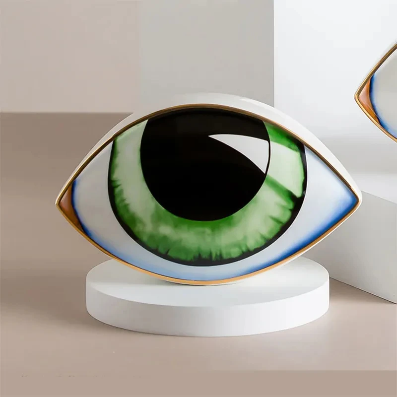 Vilead Ceramics Evil Eye Sculptures Devil's Eye Statue Charm Desktop Ornaments Home Living Room Decoration Feng Shui Accessories