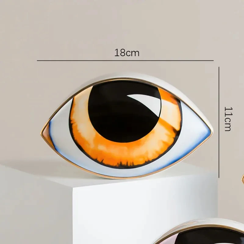 Vilead Ceramics Evil Eye Sculptures Devil's Eye Statue Charm Desktop Ornaments Home Living Room Decoration Feng Shui Accessories
