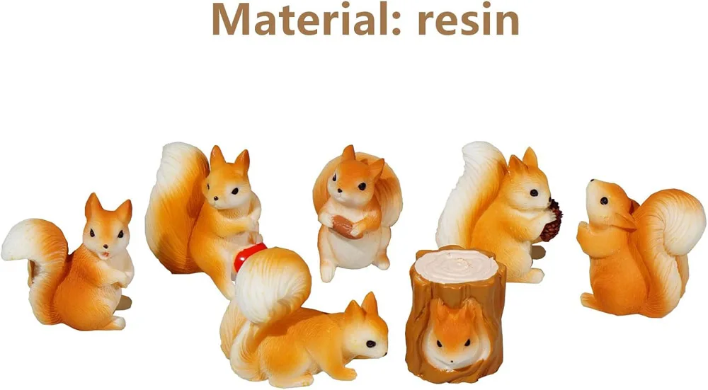 7Pcs Resin Miniature Squirrel Figurines Mini Forest Animal Figures for DIY Micro Moss Landscape Diorama Fairy Garden Craft 7Pcs Resin Miniature Squirrel Figurines Mini Forest Animal Figures for DIY Micro Moss Landscape Diorama Fairy Garden Craft