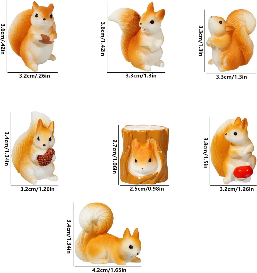 7Pcs Resin Miniature Squirrel Figurines Mini Forest Animal Figures for DIY Micro Moss Landscape Diorama Fairy Garden Craft 7Pcs Resin Miniature Squirrel Figurines Mini Forest Animal Figures for DIY Micro Moss Landscape Diorama Fairy Garden Craft