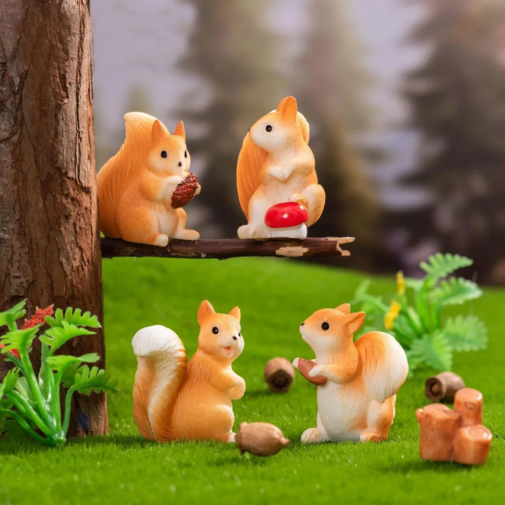 7Pcs Resin Miniature Squirrel Figurines Mini Forest Animal Figures for DIY Micro Moss Landscape Diorama Fairy Garden Craft 7Pcs Resin Miniature Squirrel Figurines Mini Forest Animal Figures for DIY Micro Moss Landscape Diorama Fairy Garden Craft