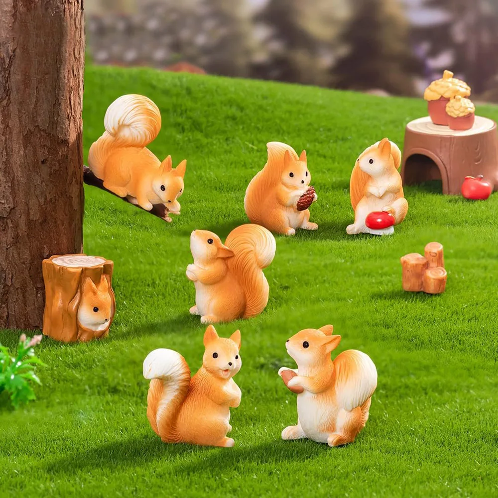 7Pcs Resin Miniature Squirrel Figurines Mini Forest Animal Figures for DIY Micro Moss Landscape Diorama Fairy Garden Craft 7Pcs Resin Miniature Squirrel Figurines Mini Forest Animal Figures for DIY Micro Moss Landscape Diorama Fairy Garden Craft