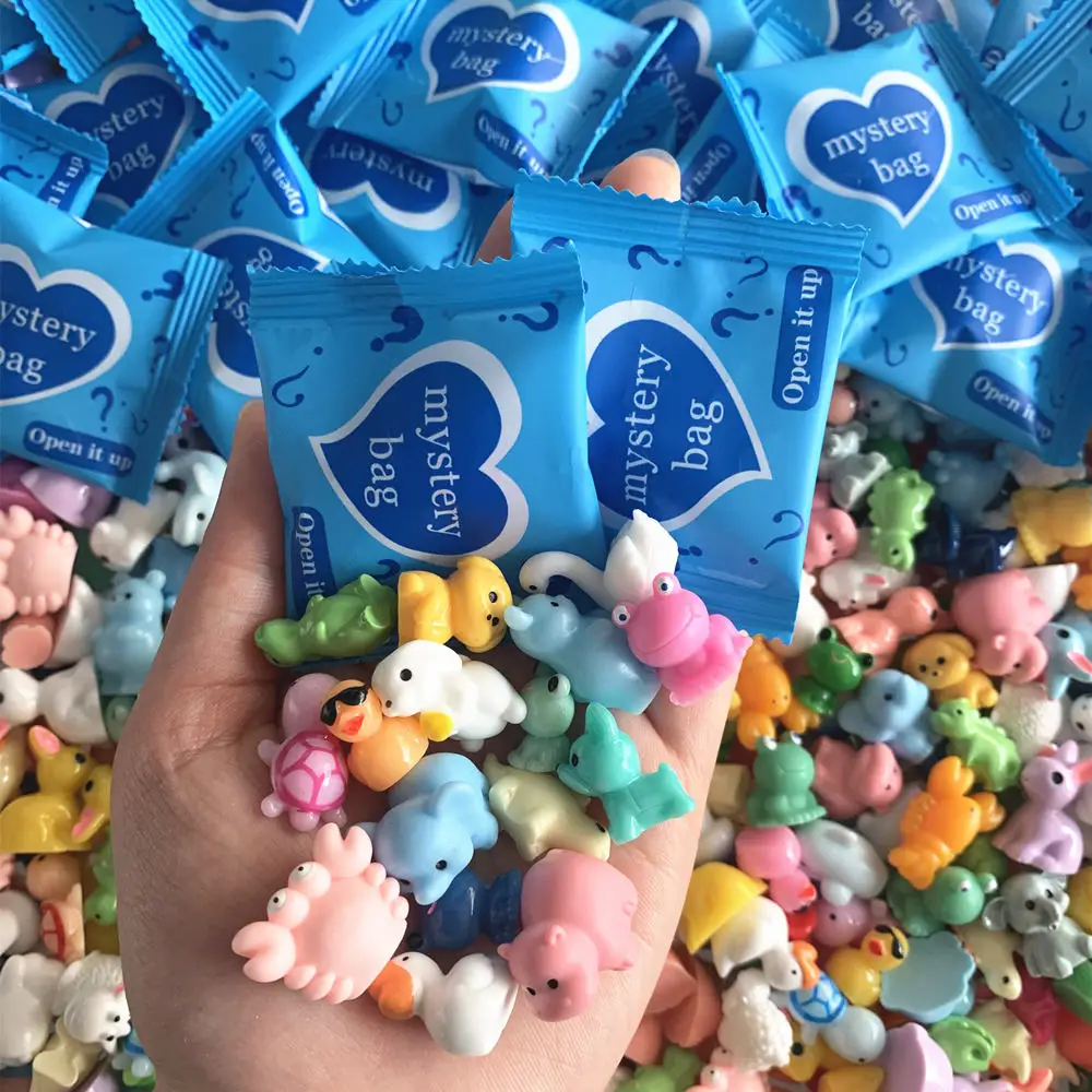 8/32/64pcs Resin Animal Mushroom Miniature Blind Bags Figurines Mystery Bag for Dollhouse Decoration, Garden Accessories, Gifts