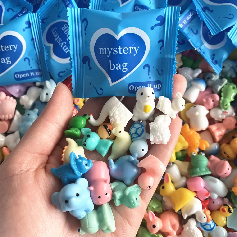 8/32/64pcs Resin Animal Mushroom Miniature Blind Bags Figurines Mystery Bag for Dollhouse Decoration, Garden Accessories, Gifts