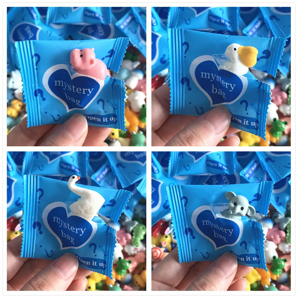 8/32/64pcs Resin Animal Mushroom Miniature Blind Bags Figurines Mystery Bag for Dollhouse Decoration, Garden Accessories, Gifts