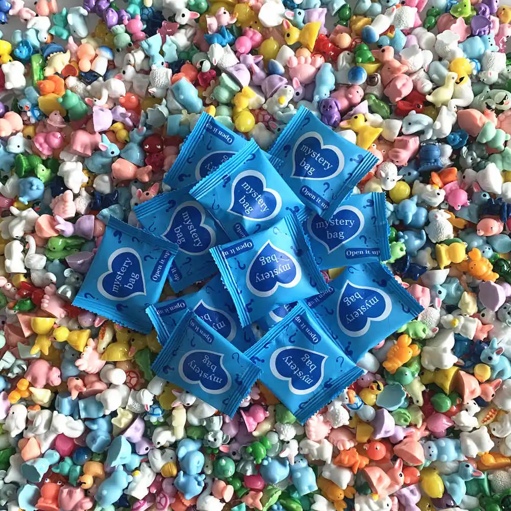 8/32/64pcs Resin Animal Mushroom Miniature Blind Bags Figurines Mystery Bag for Dollhouse Decoration, Garden Accessories, Gifts