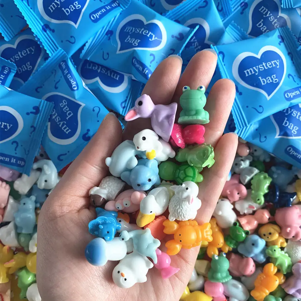 8/32/64pcs Resin Animal Mushroom Miniature Blind Bags Figurines Mystery Bag for Dollhouse Decoration, Garden Accessories, Gifts