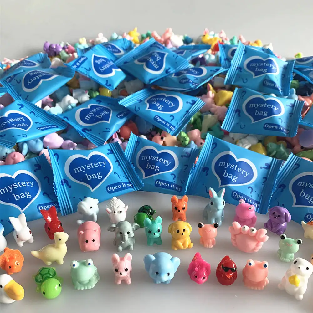 8/32/64pcs Resin Animal Mushroom Miniature Blind Bags Figurines Mystery Bag for Dollhouse Decoration, Garden Accessories, Gifts