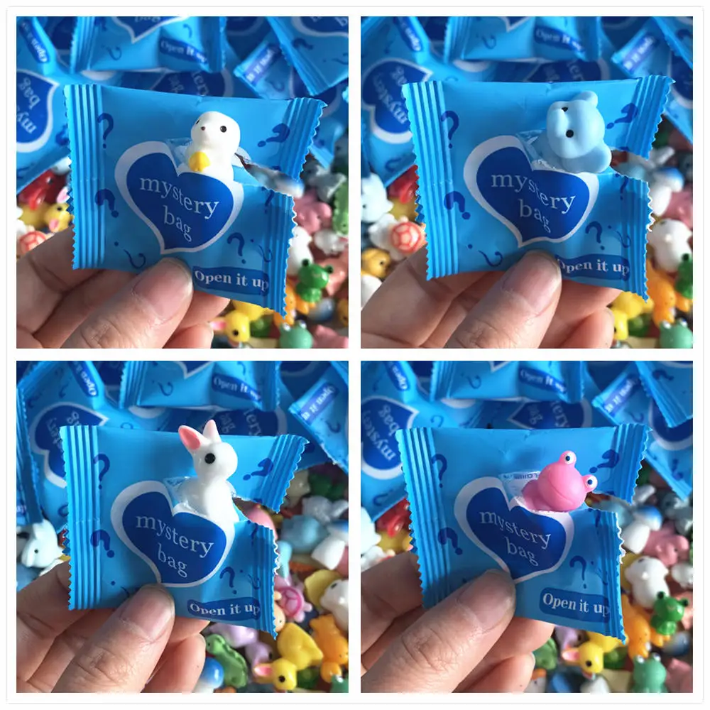 8/32/64pcs Resin Animal Mushroom Miniature Blind Bags Figurines Mystery Bag for Dollhouse Decoration, Garden Accessories, Gifts