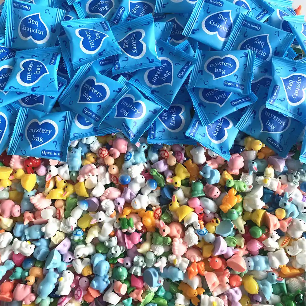 8/32/64pcs Resin Animal Mushroom Miniature Blind Bags Figurines Mystery Bag for Dollhouse Decoration, Garden Accessories, Gifts