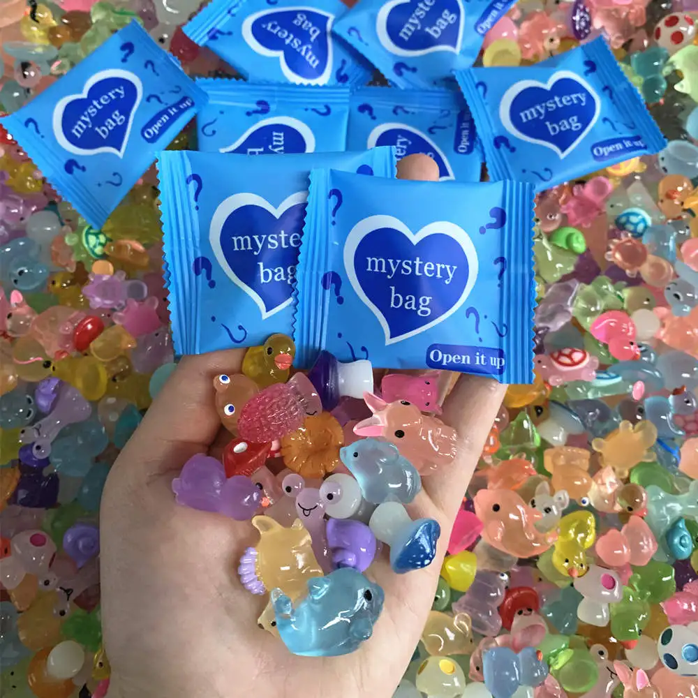 10/30/60PCS Surprise Blind Bags Luminous Animal Mushroom Figurines Miniature Mystery Bag For Potted Dollhouse Fairy Garden Decor