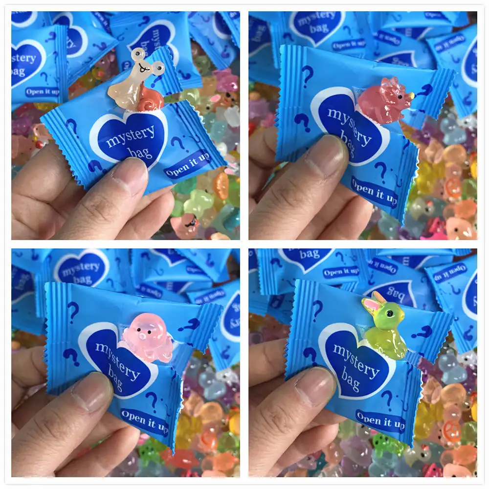 10/30/60PCS Surprise Blind Bags Luminous Animal Mushroom Figurines Miniature Mystery Bag For Potted Dollhouse Fairy Garden Decor