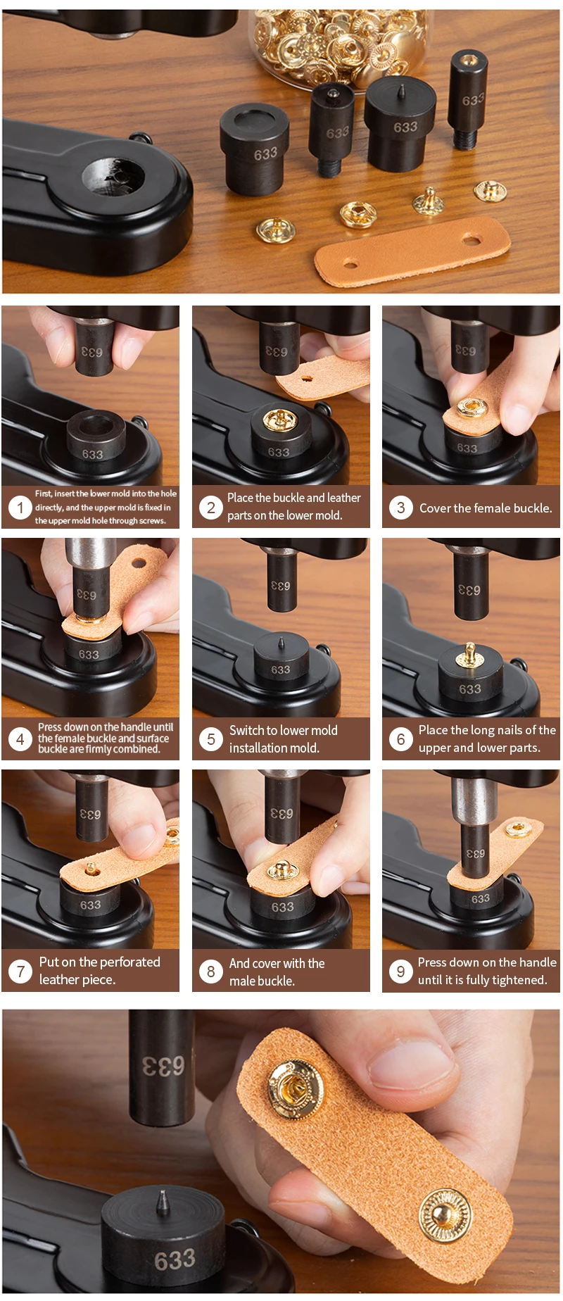 WUTA Manual Button Installation Tool Mute Punching Mushroom Rivets, Eyelet Hand Pressing (without /with Machine) DIY Craft Tools WUTA Manual Button Installation Tool Mute Punching Mushroom Rivets, Eyelet Hand Pressing (without /with Machine) DIY Craft Tools