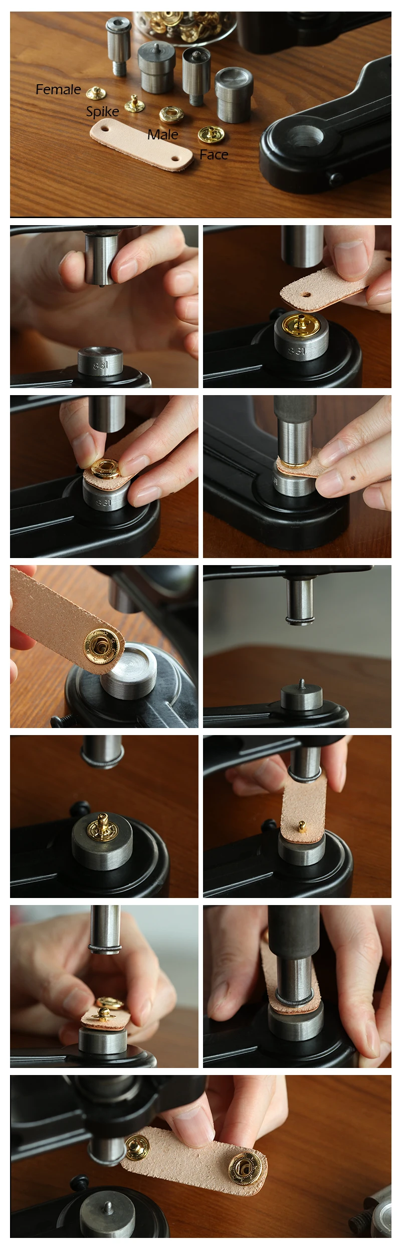 WUTA Manual Button Installation Tool Mute Punching Mushroom Rivets, Eyelet Hand Pressing (without /with Machine) DIY Craft Tools WUTA Manual Button Installation Tool Mute Punching Mushroom Rivets, Eyelet Hand Pressing (without /with Machine) DIY Craft Tools
