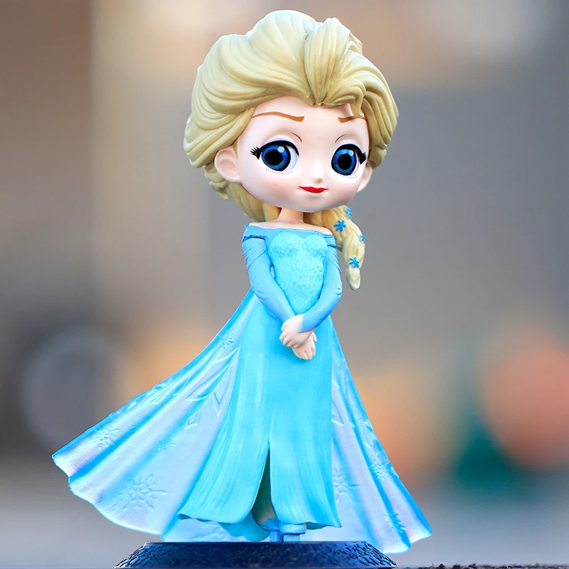 14-16cm Princess Q Posket Snow White Mermaid Cinderella Belle Mulan Jasmine Tinkerbell Aurora PVC Action FigureToy Kids Gifts