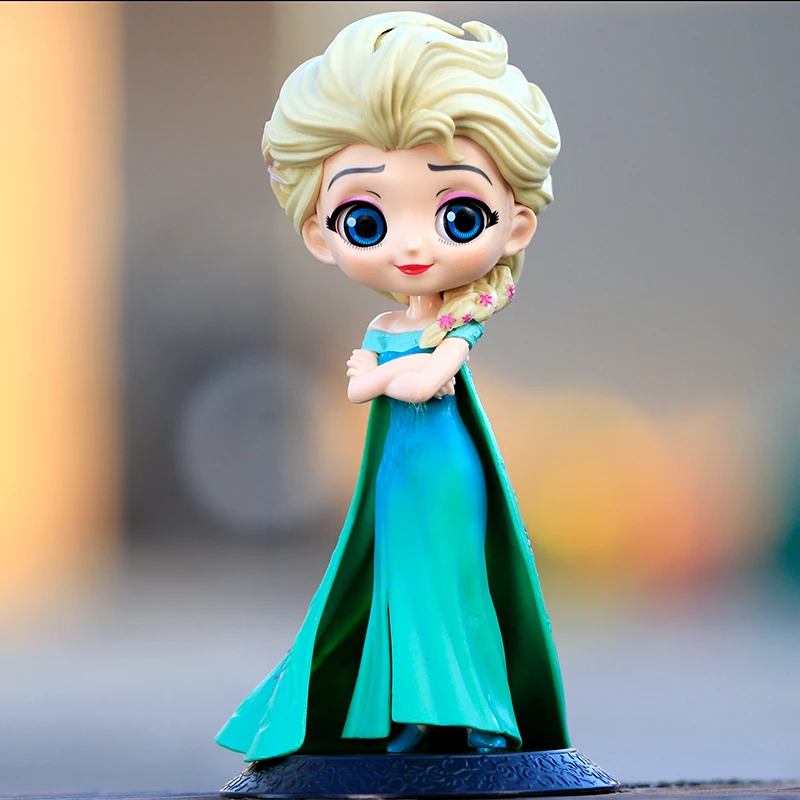 14-16cm Princess Q Posket Snow White Mermaid Cinderella Belle Mulan Jasmine Tinkerbell Aurora PVC Action FigureToy Kids Gifts