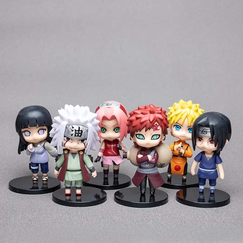 6 styles 9cm Anime Naruto Figures PVC Q Version Doll Gaara Kakashi  Figure Room Decoration Anime Figure