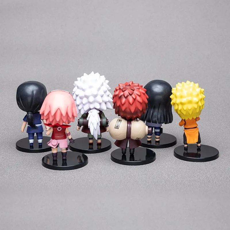 6 styles 9cm Anime Naruto Figures PVC Q Version Doll Gaara Kakashi  Figure Room Decoration Anime Figure