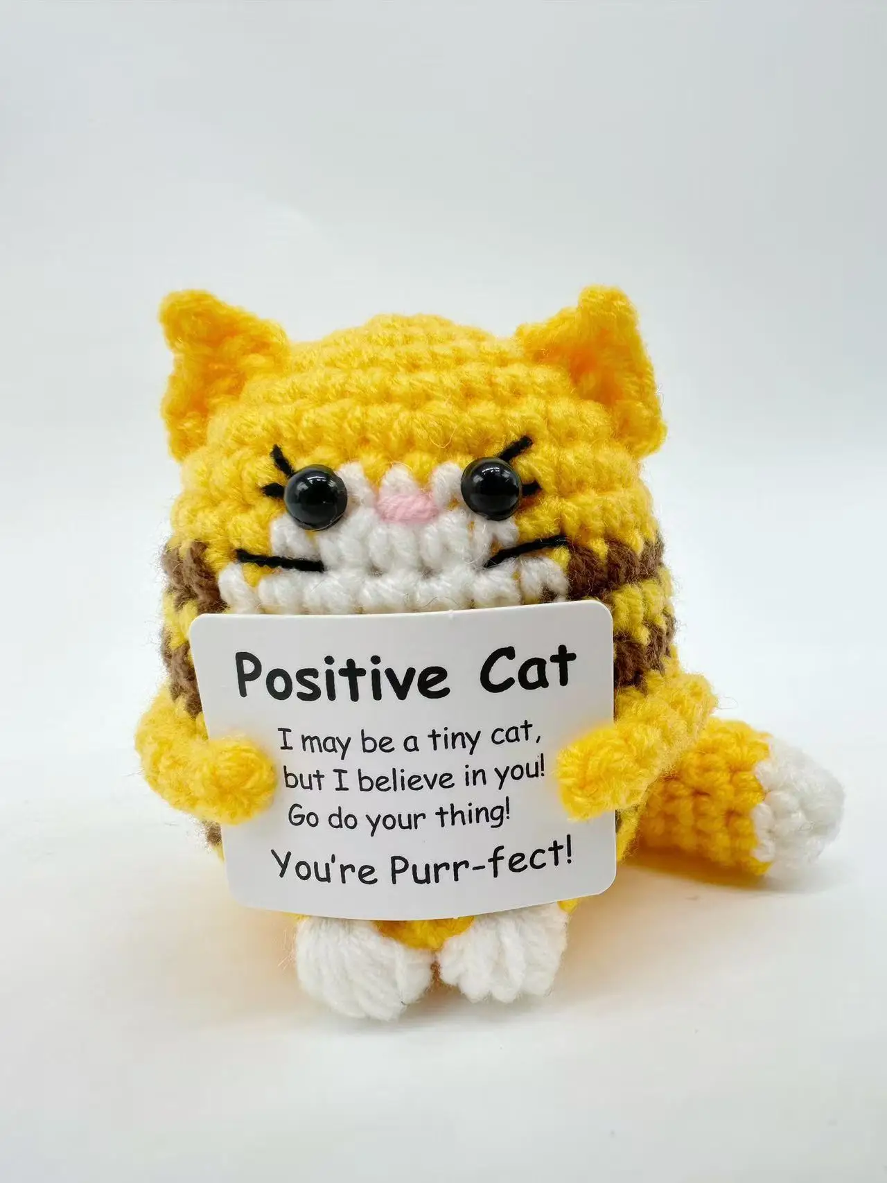 Cute  Positive Cat Emotional Support Crochet Animal Funny Gift Desk Decor