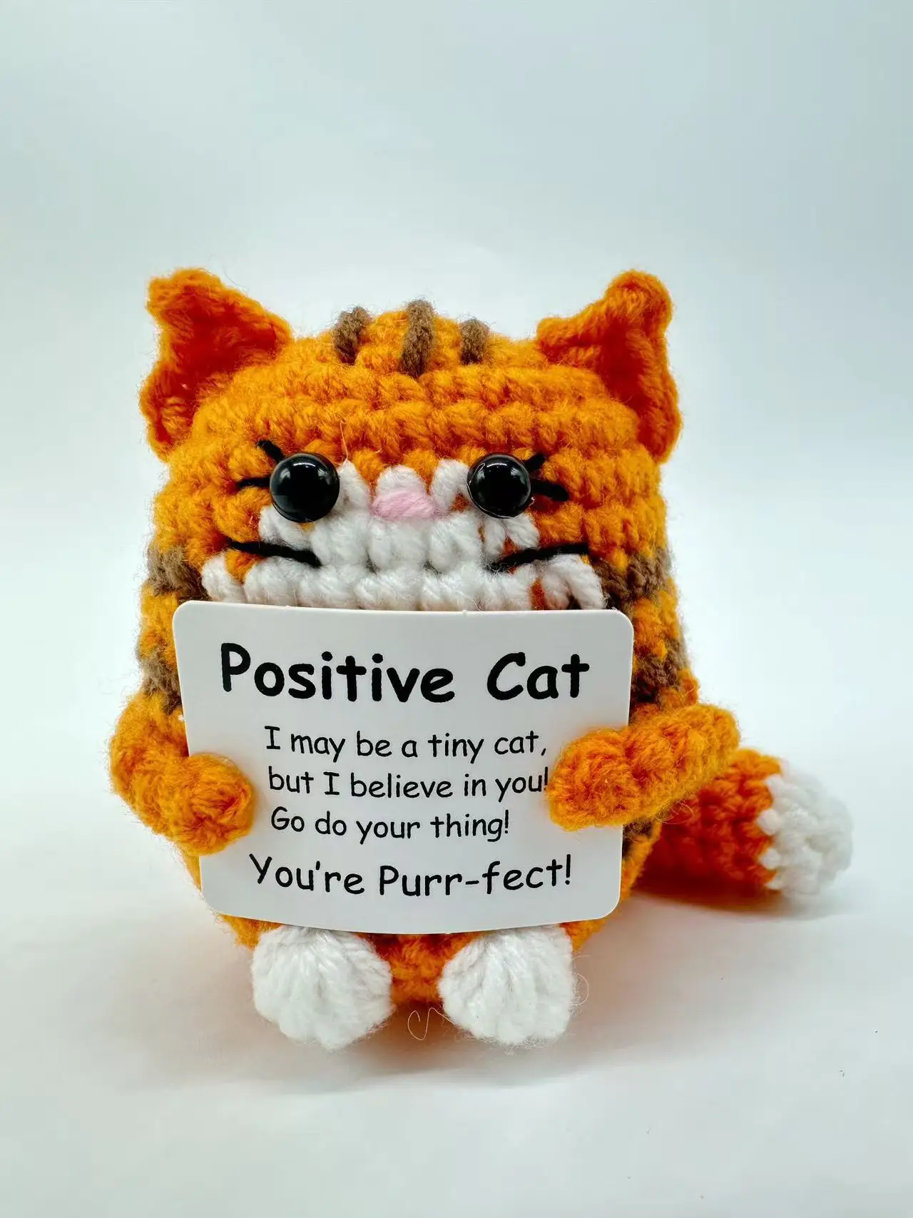 Cute  Positive Cat Emotional Support Crochet Animal Funny Gift Desk Decor