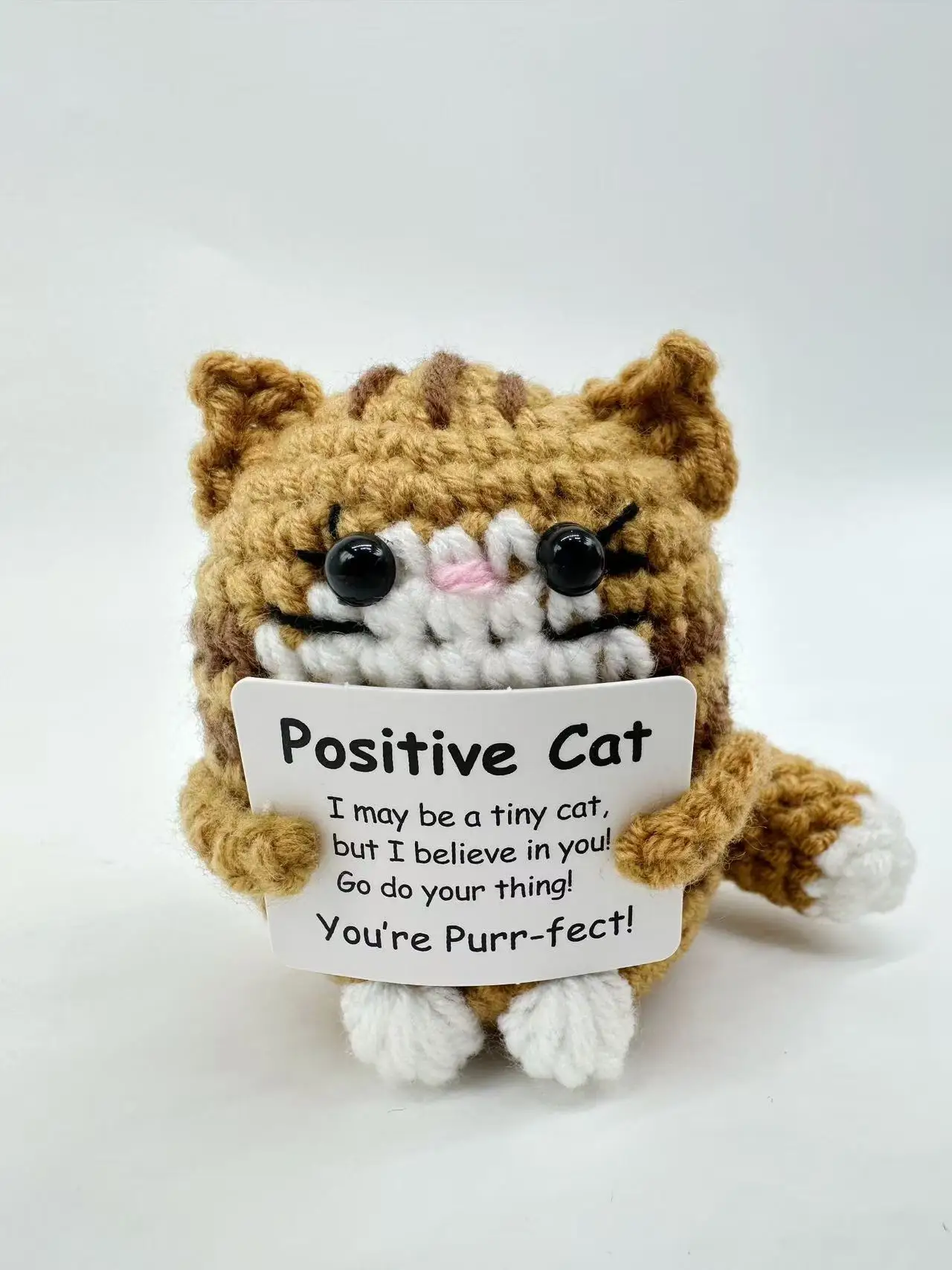 Cute  Positive Cat Emotional Support Crochet Animal Funny Gift Desk Decor