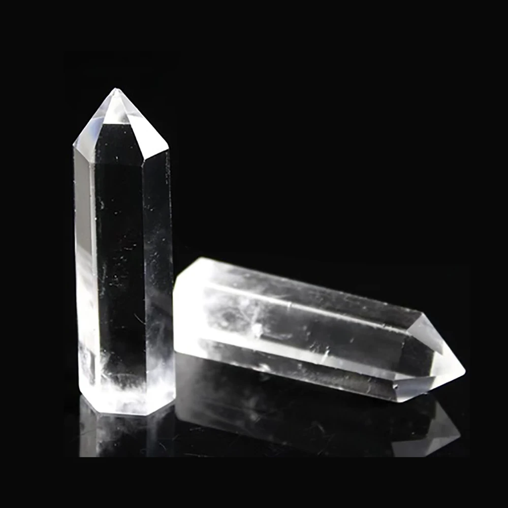 Natural Transparent Quartz Column Transparent White Crystal Hexagonal Obelisk 50-80mm Wandstone Room Living Room Decoration Gift