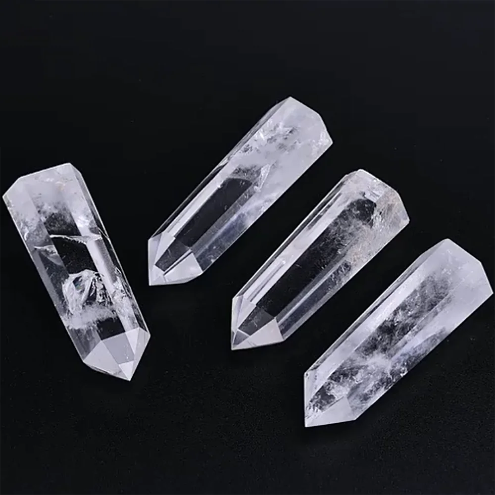 Natural Transparent Quartz Column Transparent White Crystal Hexagonal Obelisk 50-80mm Wandstone Room Living Room Decoration Gift