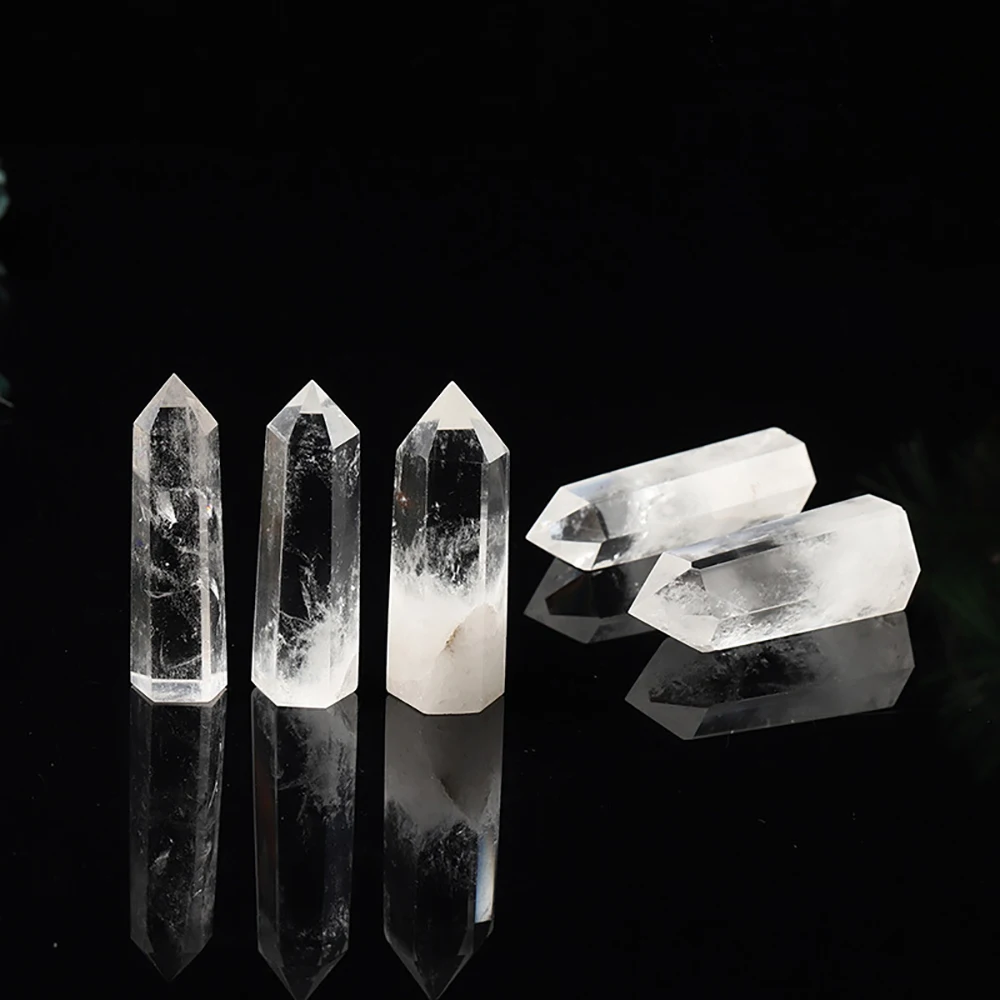 Natural Transparent Quartz Column Transparent White Crystal Hexagonal Obelisk 50-80mm Wandstone Room Living Room Decoration Gift