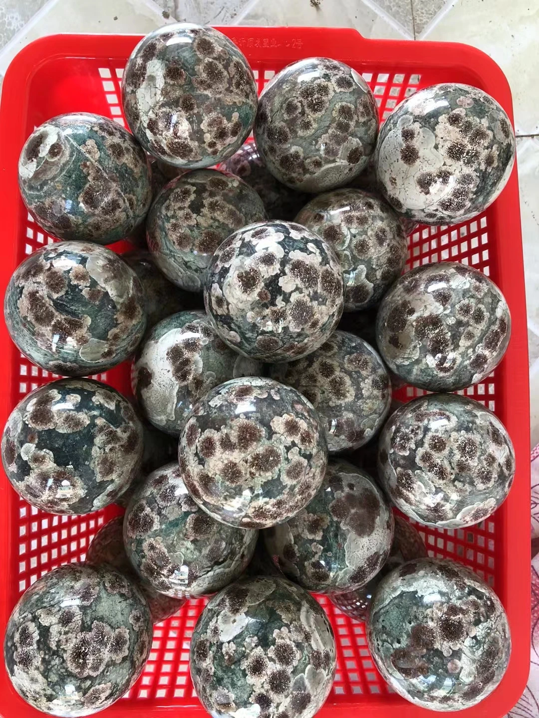 7cm Natural Green Cherry Blossom Agate Crystal Quartz Energy Ball Healing Reiki Spiritual Feng Shui Prayer Witchcraft Home Decor