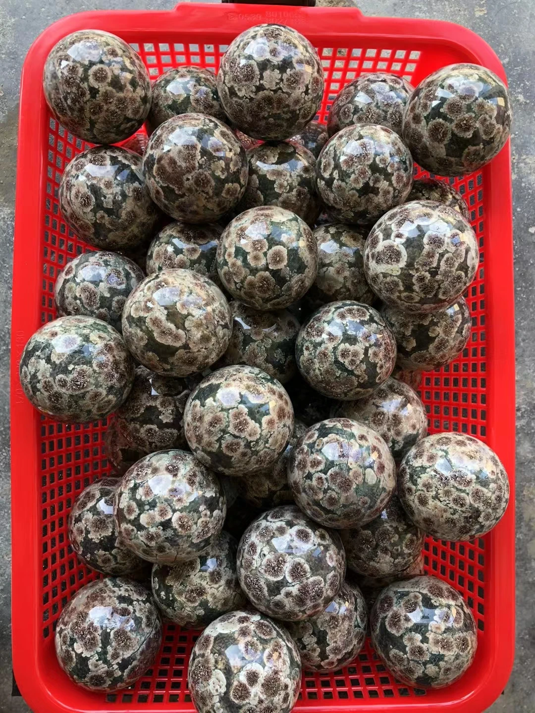 7cm Natural Green Cherry Blossom Agate Crystal Quartz Energy Ball Healing Reiki Spiritual Feng Shui Prayer Witchcraft Home Decor