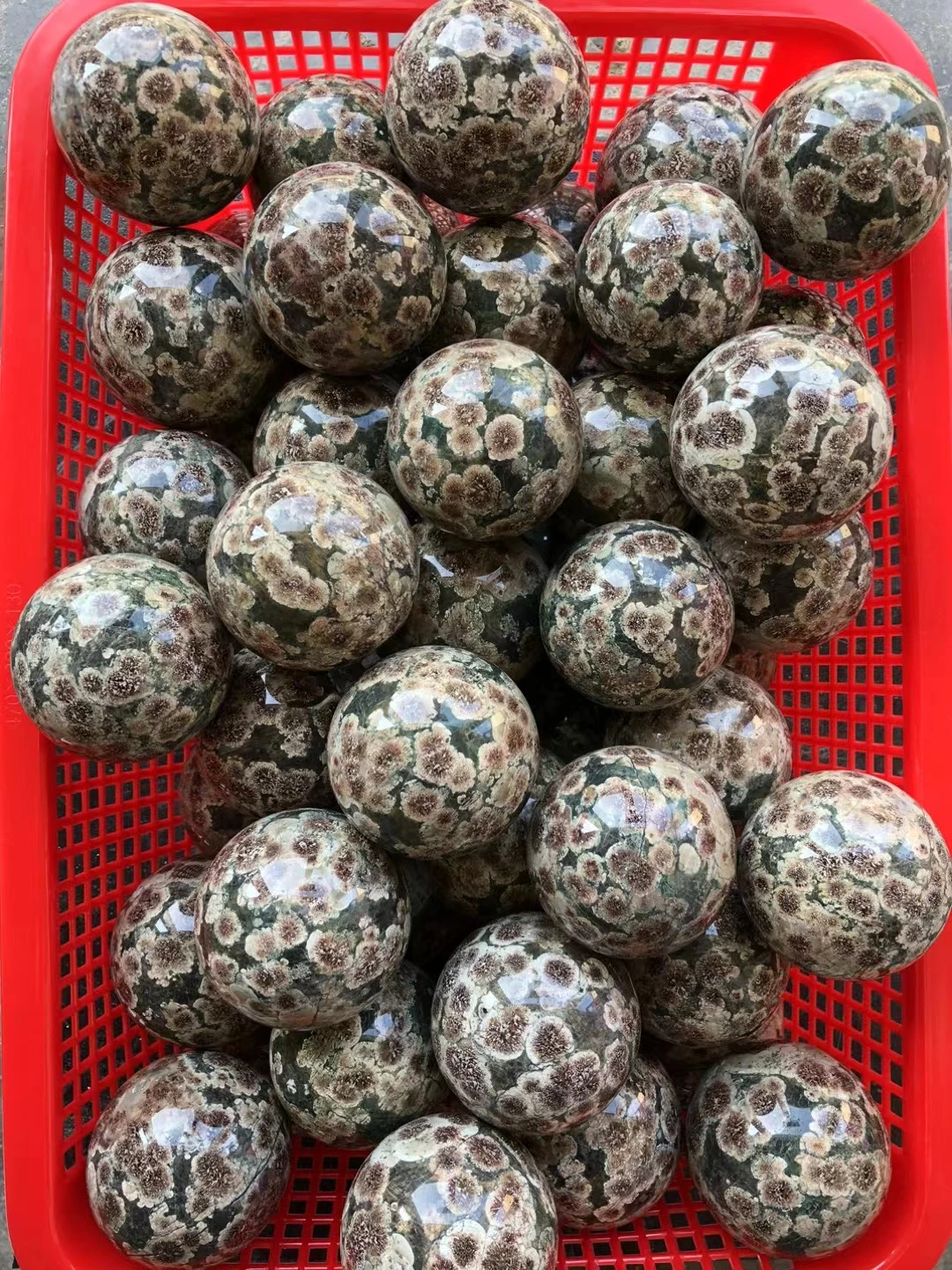 7cm Natural Green Cherry Blossom Agate Crystal Quartz Energy Ball Healing Reiki Spiritual Feng Shui Prayer Witchcraft Home Decor