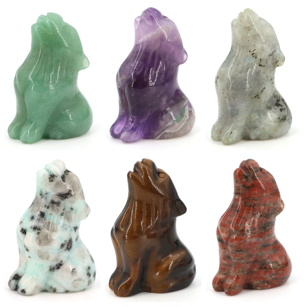 Wolf Statue Healing Crystal Carved Natural Stone Quartz Labradorite Animal Figurine Craft Chakra Meditation Home Decoration Gift Wolf Statue Healing Crystal Carved Natural Stone Quartz Labradorite Animal Figurine Craft Chakra Meditation Home Decoration Gift