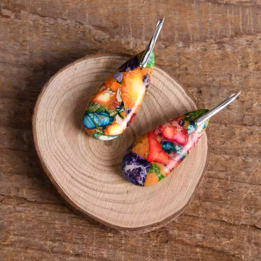 Imperial Jasper Stone Drop Earrings for Women Crystal Teardrop Shape Dangle Earring Premium Earrings Elegant Teardrop Jewelry