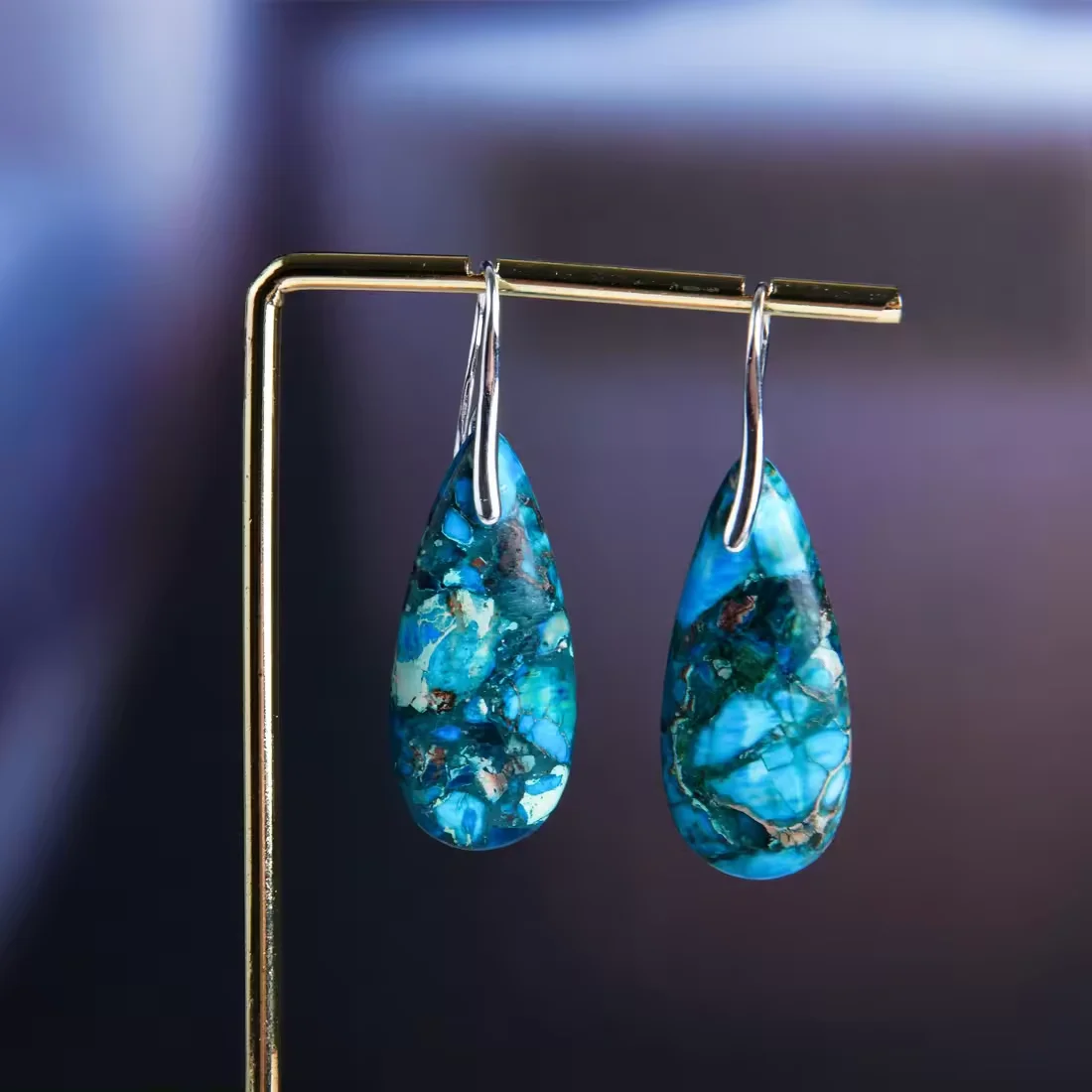 Imperial Jasper Stone Drop Earrings for Women Crystal Teardrop Shape Dangle Earring Premium Earrings Elegant Teardrop Jewelry