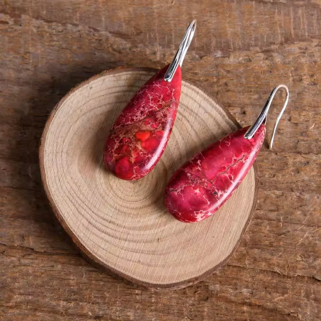 Imperial Jasper Stone Drop Earrings for Women Crystal Teardrop Shape Dangle Earring Premium Earrings Elegant Teardrop Jewelry