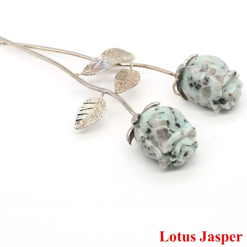 Crystal Carved Rose Flower Natural Stone Amethyst Quartz Gemstone Craft Party Home Decoration Valentines Day Wedding Guest Gifts