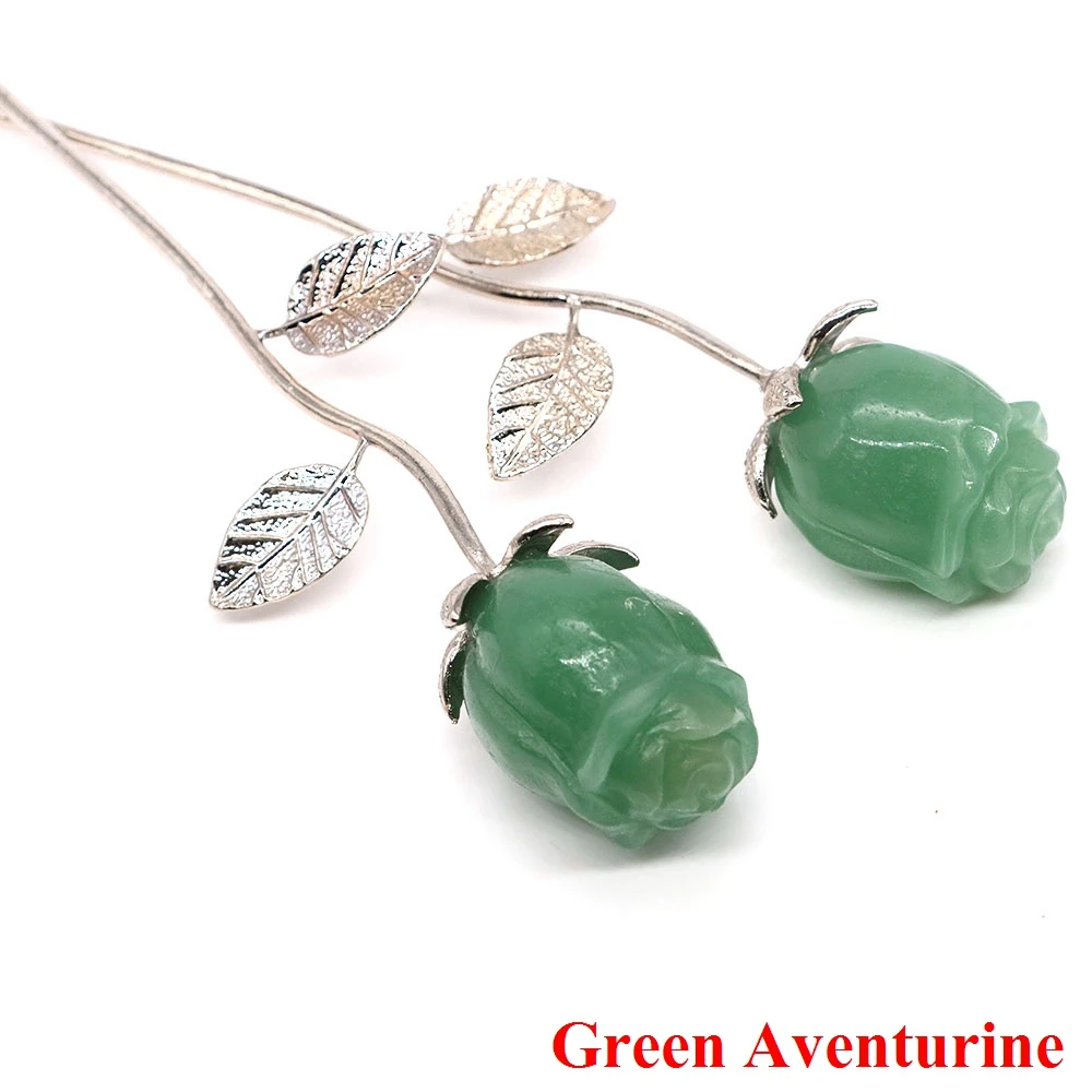 Crystal Carved Rose Flower Natural Stone Amethyst Quartz Gemstone Craft Party Home Decoration Valentines Day Wedding Guest Gifts