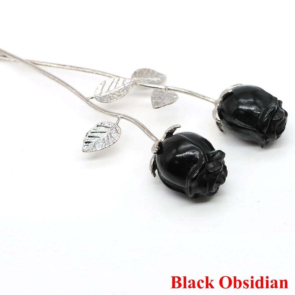 Crystal Carved Rose Flower Natural Stone Amethyst Quartz Gemstone Craft Party Home Decoration Valentines Day Wedding Guest Gifts