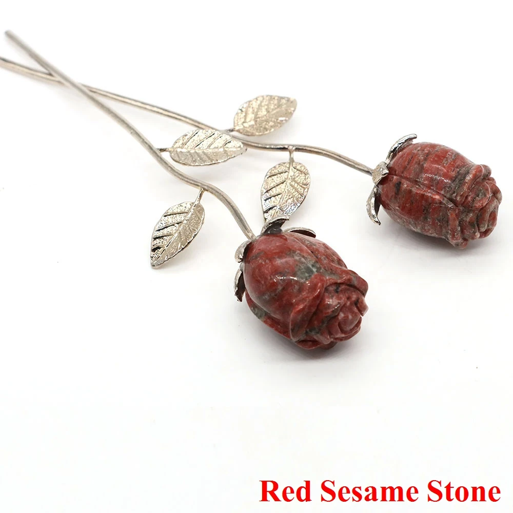 Crystal Carved Rose Flower Natural Stone Amethyst Quartz Gemstone Craft Party Home Decoration Valentines Day Wedding Guest Gifts