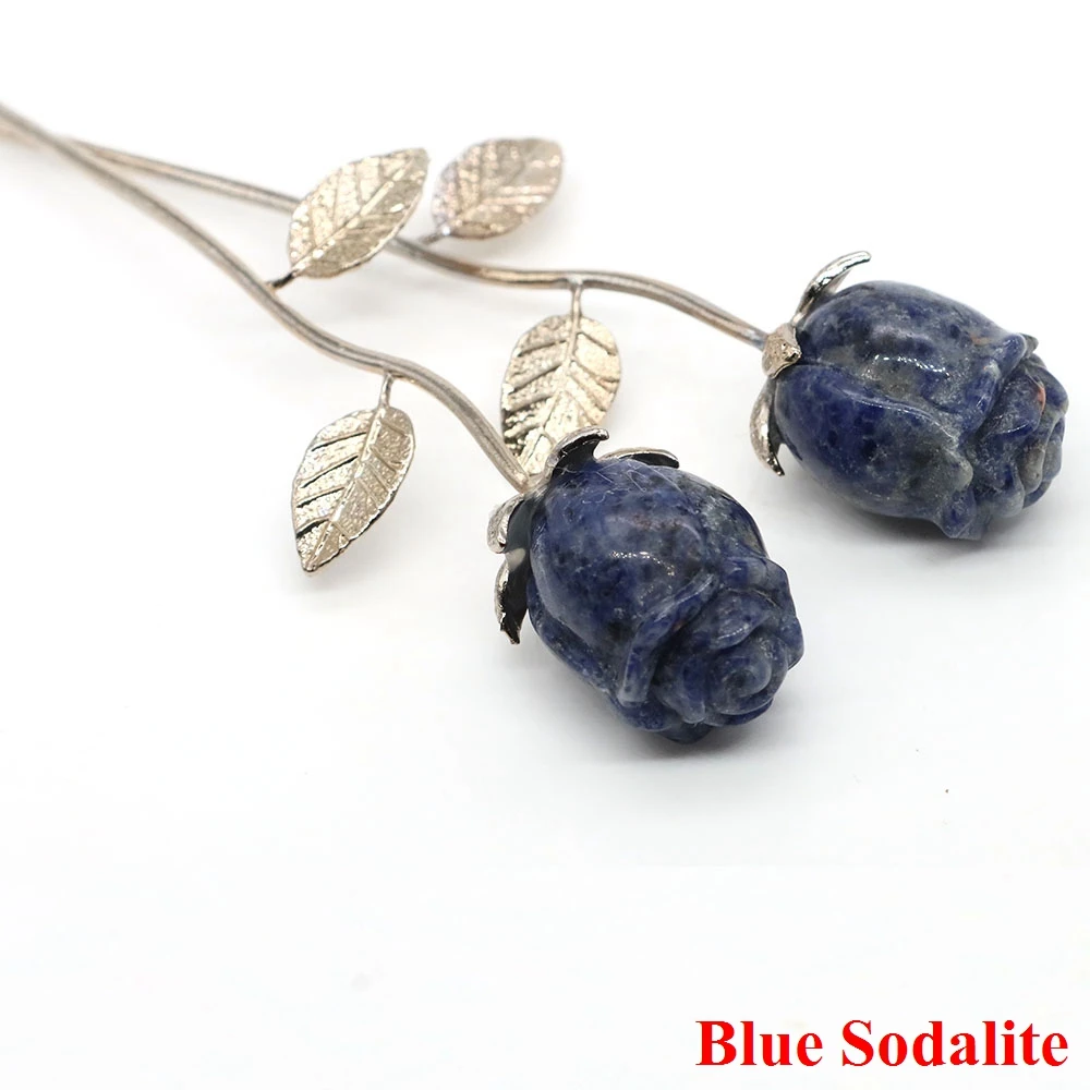 Crystal Carved Rose Flower Natural Stone Amethyst Quartz Gemstone Craft Party Home Decoration Valentines Day Wedding Guest Gifts