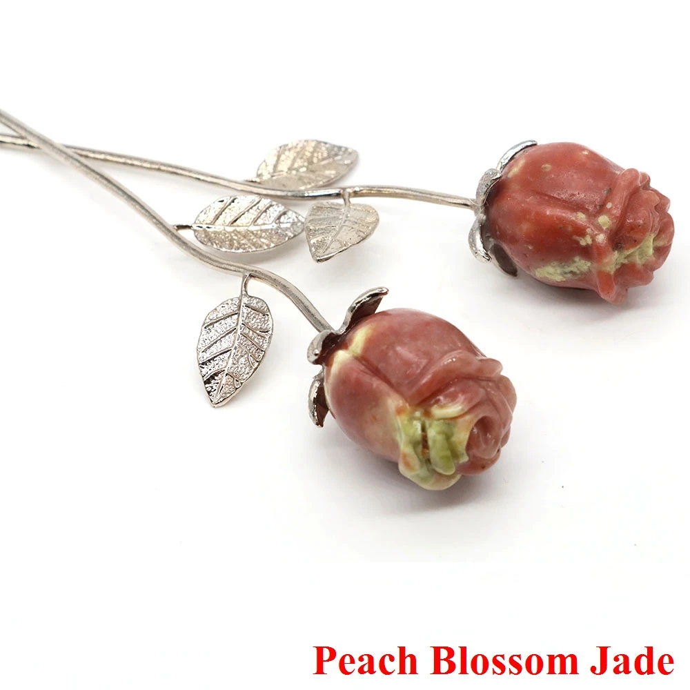 Crystal Carved Rose Flower Natural Stone Amethyst Quartz Gemstone Craft Party Home Decoration Valentines Day Wedding Guest Gifts