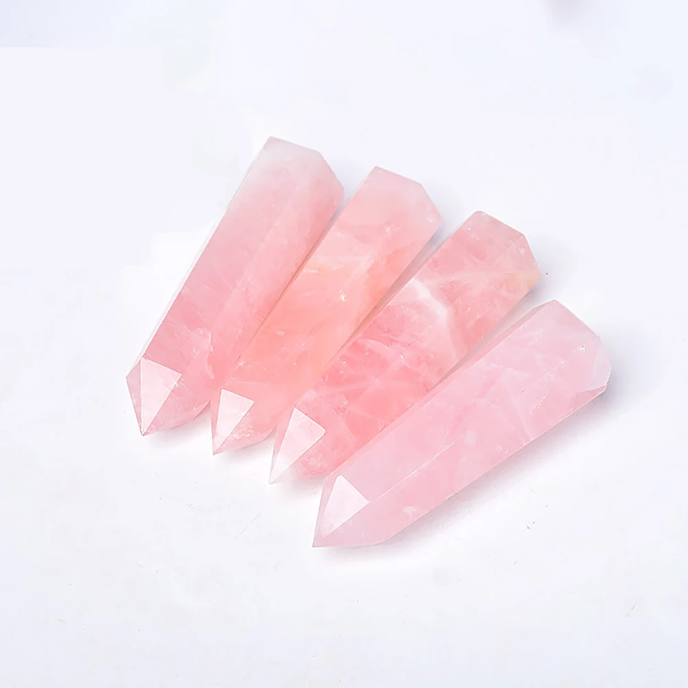 1PC Natural Rose Quartz Crystal Point Pink Crystal Column Hand Polished Hexagon Obelisk for Room Furnishing Decor Crafts Gifts 1PC Natural Rose Quartz Crystal Point Pink Crystal Column Hand Polished Hexagon Obelisk for Room Furnishing Decor Crafts Gifts