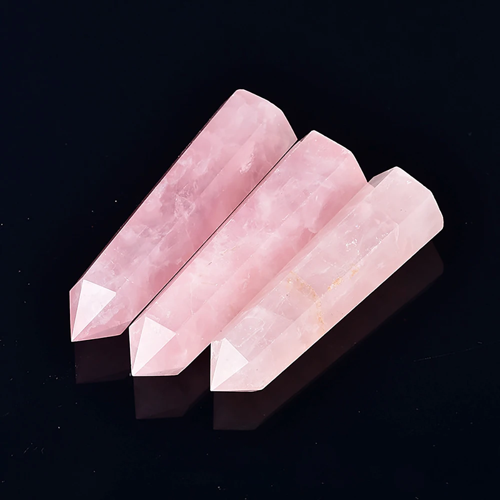 1PC Natural Rose Quartz Crystal Point Pink Crystal Column Hand Polished Hexagon Obelisk for Room Furnishing Decor Crafts Gifts 1PC Natural Rose Quartz Crystal Point Pink Crystal Column Hand Polished Hexagon Obelisk for Room Furnishing Decor Crafts Gifts