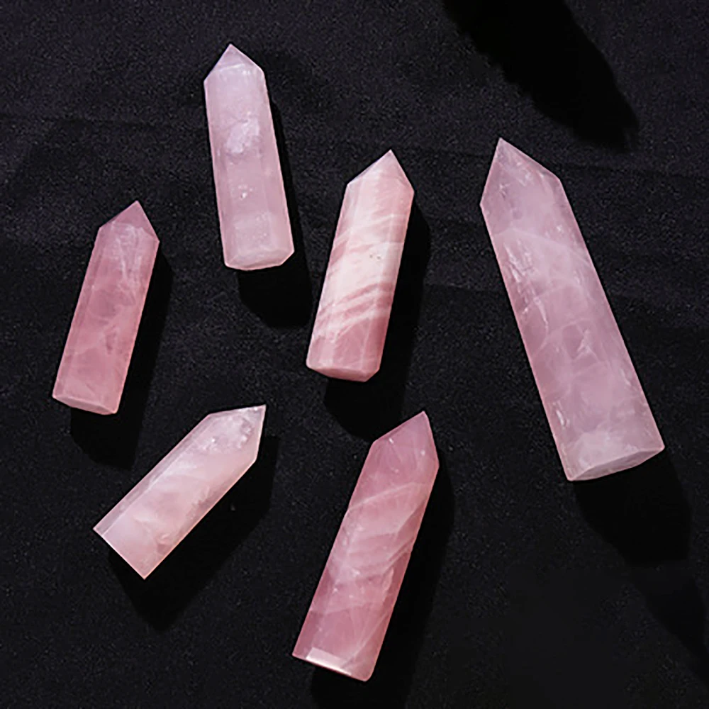 1PC Natural Rose Quartz Crystal Point Pink Crystal Column Hand Polished Hexagon Obelisk for Room Furnishing Decor Crafts Gifts 1PC Natural Rose Quartz Crystal Point Pink Crystal Column Hand Polished Hexagon Obelisk for Room Furnishing Decor Crafts Gifts