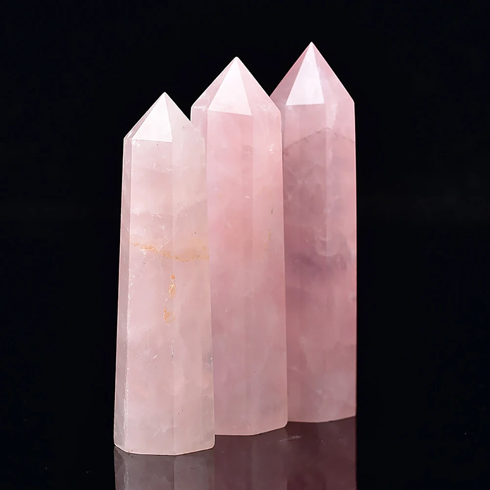 1PC Natural Rose Quartz Crystal Point Pink Crystal Column Hand Polished Hexagon Obelisk for Room Furnishing Decor Crafts Gifts 1PC Natural Rose Quartz Crystal Point Pink Crystal Column Hand Polished Hexagon Obelisk for Room Furnishing Decor Crafts Gifts